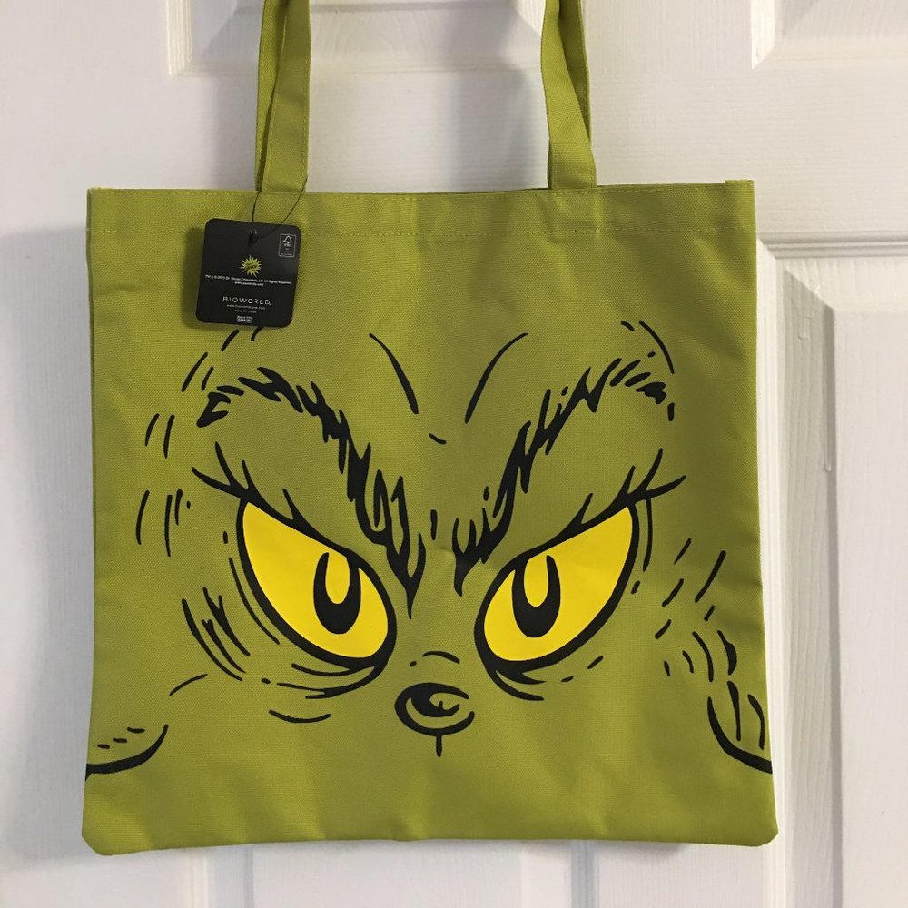 The Grinch 15x15 Green Tote Bag - Canvas NWT  Gr1